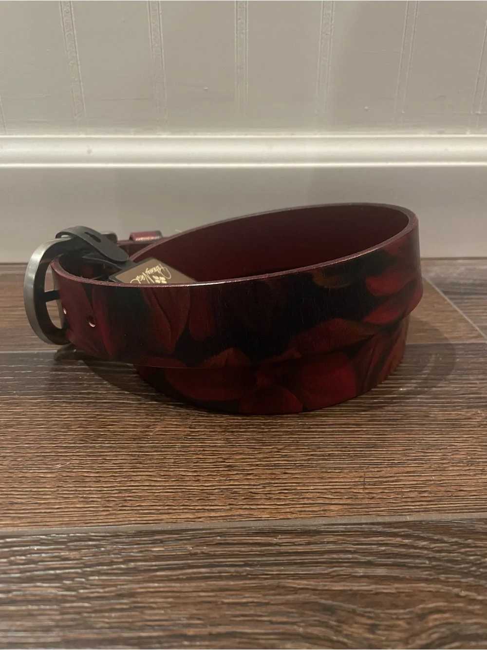 Patricia Nash 100% Leather Fall Dark Floral Belt Boho Hippie Western Designer S